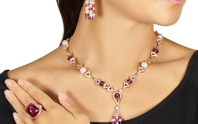 Bulgari | A Group of Gem Set, Cultured Pearl and Diamond Jewellery | 寶格麗 | 寶石 配 養殖珍珠 及 鑽石 首飾 一組