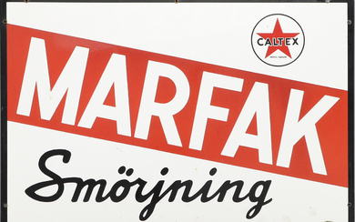 CALTEX MARFAK Lubrication, a mid 20th century enamel sign.