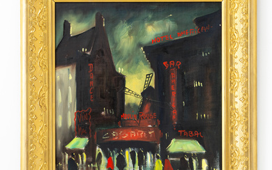 CARLO KNUD HANSEN. oil on canvas, “Moulin rouge”, Paris, signed K. Hansen.