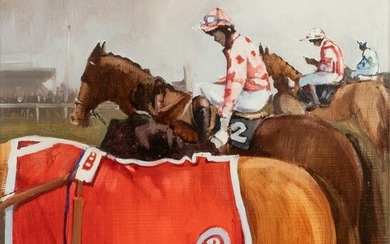 CECIL MAGUIRE (1930 - 2020): SILKS AT THE START, GALWAY RACES