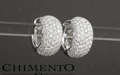CHIMENTO paire d'ornements italiens avec modèle de bande annulaire en witgoud (18 carats) bezet met...