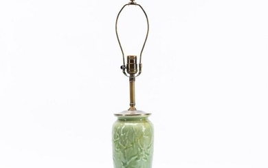 CHINESE CELADON VASE MOUNTED AS A TABLE LAMP