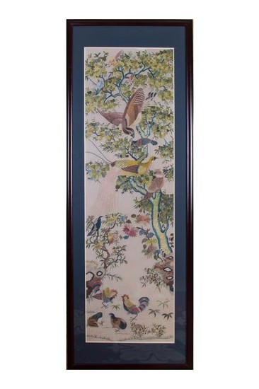 CHINESE SILK EMBROIDERY PANEL, QING DYNASTY