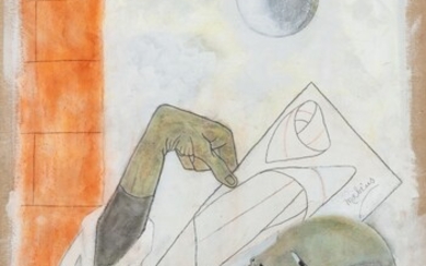 JEAN COCTEAU. Astrologue IV. Moebius 1954. Technique mixte (pastel, huile et gouache) sur carton fort, signée, 1954