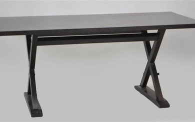 CONTEMPORARY BLACK LACQUER OAK DINING TABLE