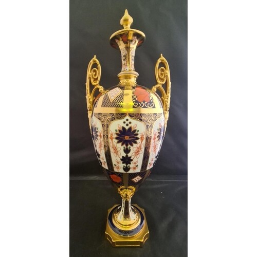 CROWN DERBY LARGE URN(NO 1128) (2 inch hairline to top of ba...