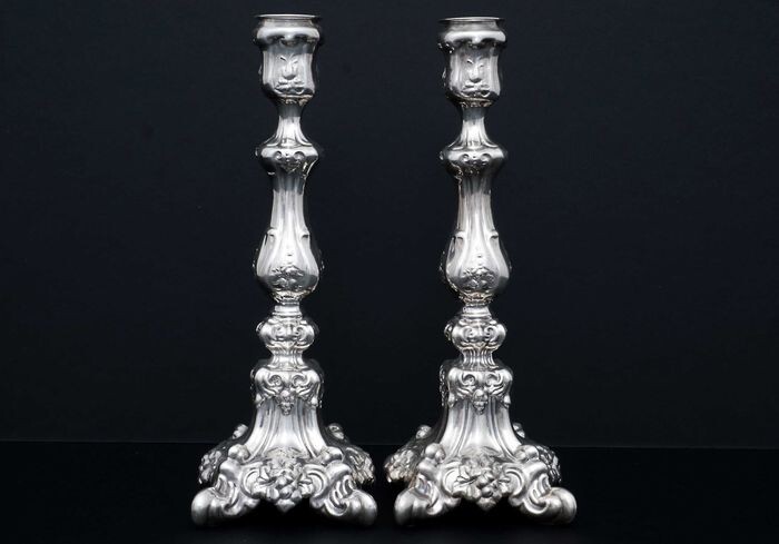 Candlestick (2) - .925 silver - Israel - Mid 20th century