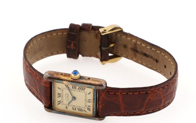 Cartier A wristwatch of gold-plated silver. Model Tank, ref. 1613. Quartz movement....