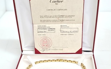 Cartier Prandra Collier 18K Gold Emerald Eye Panther Necklace Box Paper