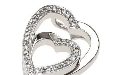 Cartier interlaced heart diamond pendant top K18 white gold ladies CARTIER