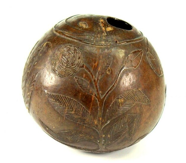 Carved Coconut Cup, American, 18th Century