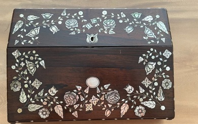 Case - English travel desk/writing box - Bone, Mother of pearl, Rosewood