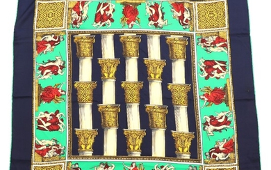 NOT SOLD. Celine: A silk scarf with classial columns and allegorical scenes. 85 x 85...