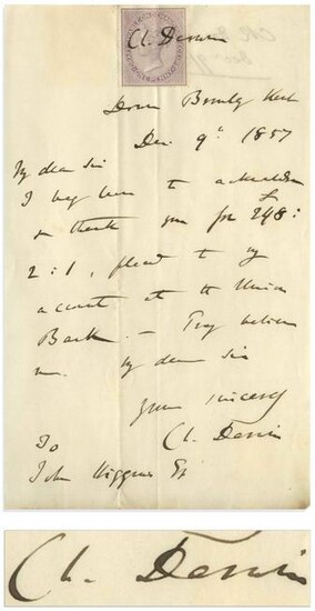 Charles Darwin Autograph Letter Signed 1857
