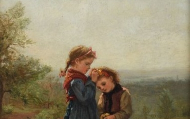 Charles-Edouard Frère, 'a garland for sister', dated 1879,...