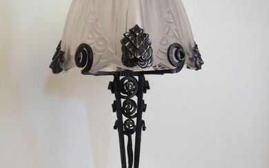 Charles Schneider - Desk lamp - cast glass/wrought iron