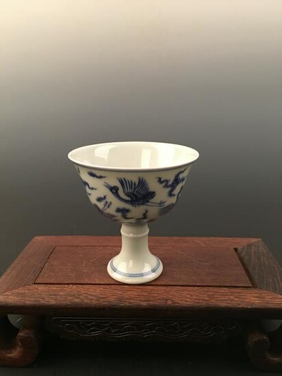 Chinese Blue and White Wine Cup with Chenghua Mark