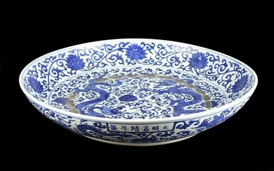 Chinese Blue and White "Dragon" Charger