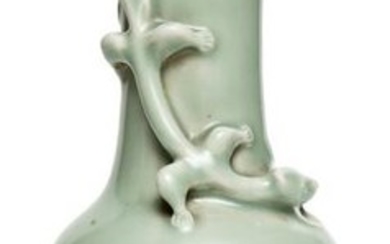 Chinese Bottle Shape Celadon Green Porcelain Dragon