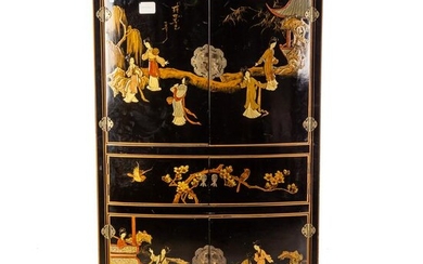 Chinese Chippendale Styled Japanned Cabinet
