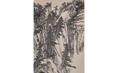Chinese School, 20th century 'Mountainous landscape' Ink on paper, signed by the...