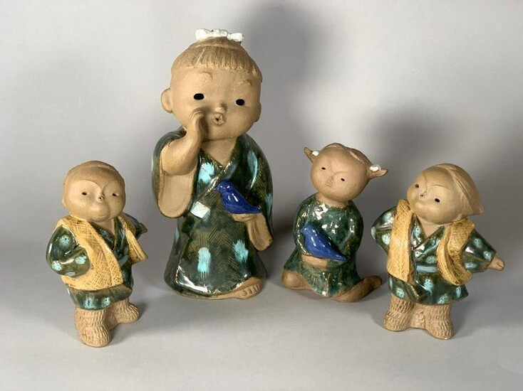 Chinese Shiwan Pottery Figures of Children