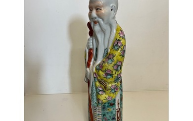 Chinese ceramics, a famile rose figure of Shou Lao God of Lo...