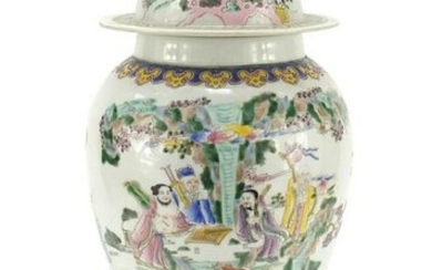 Chinese porcelain baluster vase and cover hand painted
