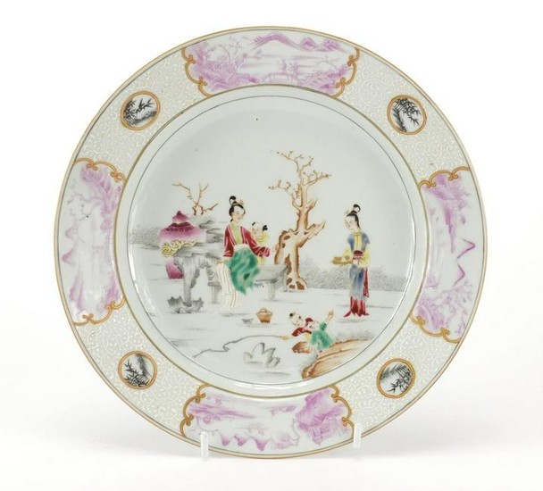 Chinese porcelain plate, hand painted in the famille