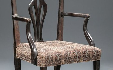 Chippendale-Style Carved Elm Armchair