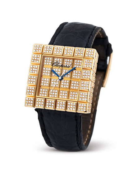 Chopard. A Yellow Gold and Diamond-Set Wristwatch