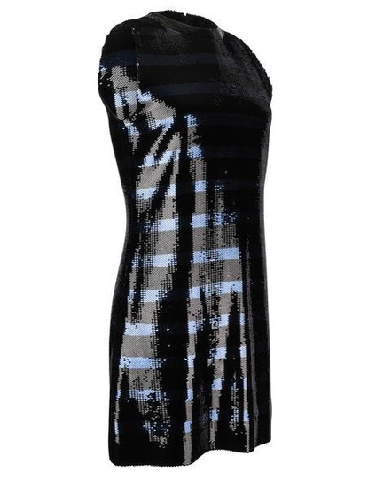 Christian Dior Dress Striped Sequin Embellished Navy /
