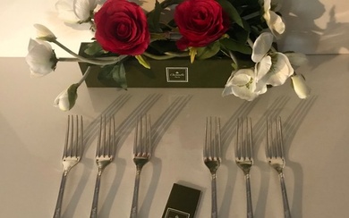 Christofle - Fork - Set of 6 Marie-Antoinette model dinner forks - Silverplate