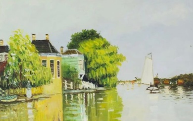 Claude Monet "Houses on the Achterzaan, 1871" Oil Painting, After