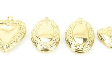 Collection Four Vintage Locket Necklace Pendants