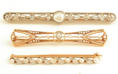 Collection of Four Cultured Pearl, Diamond