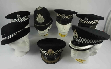 Collection of Police Caps, To include a Metropolitan Police Inspector and Chief Inspector Cap