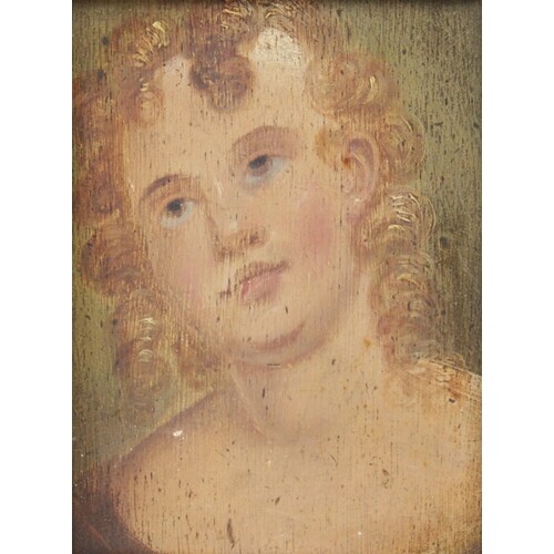 Continental school (19th century), Naive portrait of a youn...
