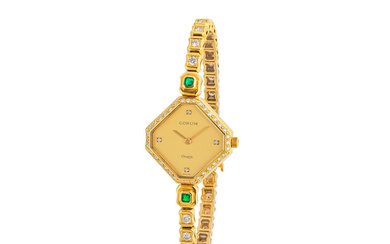 Corum for Mellerio. A lady's 18K gold quartz diamond and...