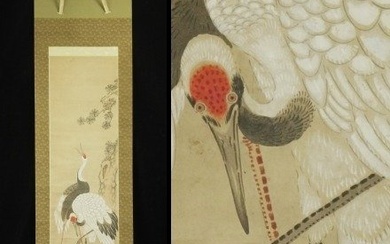 Cranes under pine tree - ca 1800-1860 (Late period) - Inshu 殷周 - Japan - Late Edo period (No Reserve Price)