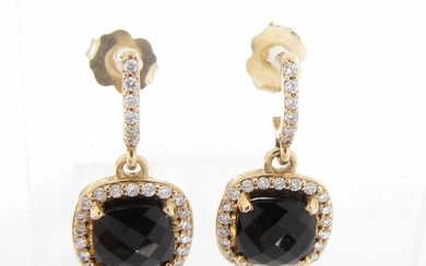 Custom Moyer 14K Onyx, Diamond Drop Earrings