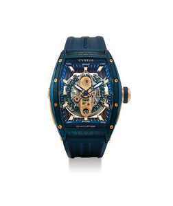 Cvstos, A Fine Blue PVD Coated Stainless Steel and Pink Gold Automatic Center Seconds Skeletonised Wristwatch with Date