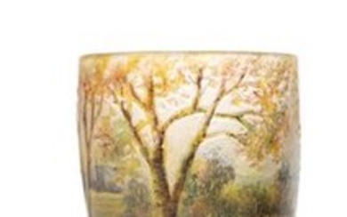 DAUM Nancy «Paysage printanier" Vase miniature...