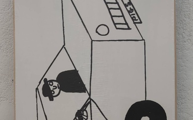 DAVID SHRIGLEY (1968) Pigs Sérigraphie sur planche de skate dans son emballage plastique d’origine Signé...
