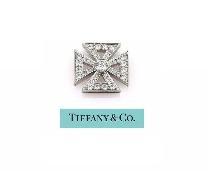DIAMOND AND PLATINUM TIFFANY & Co. MALTESE CROSS BROOCH