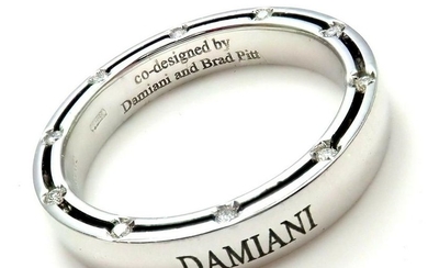 Damiani Brad Pitt 18k White Gold Diamond 4mm Band Ring