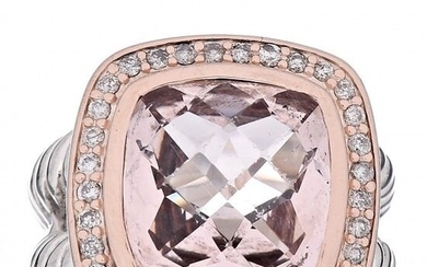 David Yurman - 18 kt. Pink gold, Silver - Ring - 11.00 ct Morganite - Diamonds
