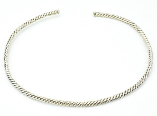 David Yurman Style Sterling Silver Torque Necklace