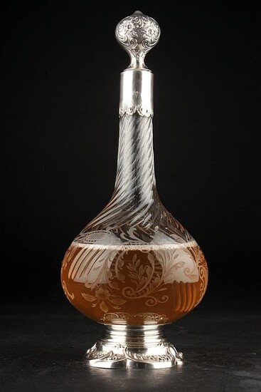 Decanter, Art Nouveau decanter in silver - .950 silver - France - First half 20th century