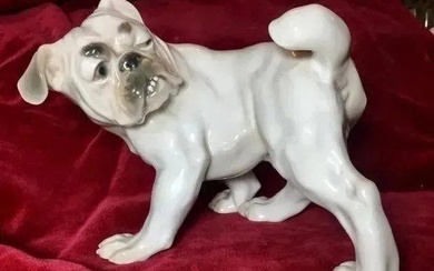 Denmark Very Rare x-Large Bulldog Porcelain Figurine Bing & Grondahl Royal Copenhagen Vintage
